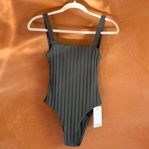 Vitamin A Leah SuperRib One Piece Swimsuit XS NWT Ribbed Minimal Luxe